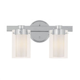 Providence 2 Light Chrome Incandescent Bath Vanity with Clear Outside and Opal Inside Glass