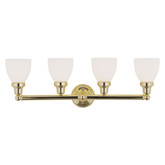 Providence 4 Light Bright Brass Incandescent Bath Vanity with Satin Glass