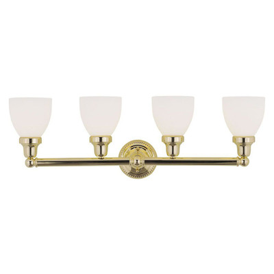 Providence 4 Light Bright Brass Incandescent Bath Vanity with Satin Glass