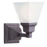 Providence 1 Light Mission Bronze Incandescent Bath Vanity with Satin Glass