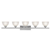 Providence 5 Light Brushed Nickel Incandescent Bath Vanity with Satin Glass