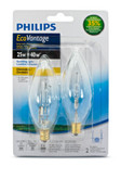 Eco Vantage 25W = 40W Chandelier Candelabra Base - Case of 12 Bulbs