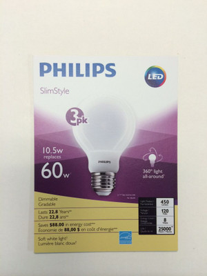 LED 10.5W = 60W A-Line (A19) SlimStyle Soft White (2700K) - 3 Pack