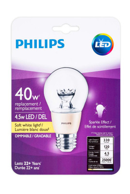 LED 40W A19 Clear Soft White WarmGlow (2700K - 2200K) - Case Of 4 Bulbs