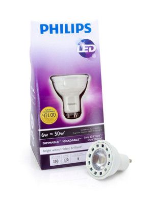 LED 4.5W = 50W GU10  Bright White (3000K) - Case of 4 Bulbs
