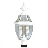 Providence 2 Light White Incandescent Post Head with Clear Beveled Glass