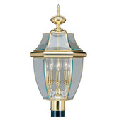 Providence 3 Light Bright Brass Incandescent Post Head with Clear Beveled Glass