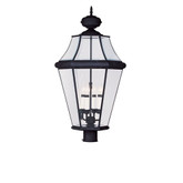 Providence 4 Light Black Incandescent Post Head with Clear Beveled Glass
