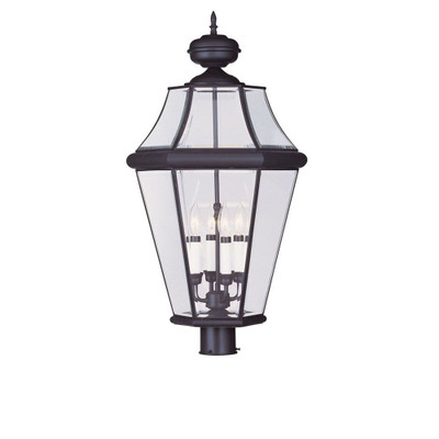Providence 4 Light Bronze Incandescent Post Head with Clear Beveled Glass