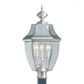 Providence 3 Light Brushed Nickel Incandescent Post Head with Clear Beveled Glass