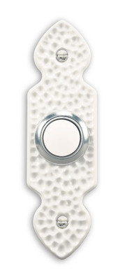 Wired Lighted Hammered White Finish Recessed Mount Push Button