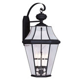Providence 4 Light Black Incandescent Wall Lantern with Clear Beveled Glass