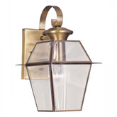 Providence 1 Light Antique Brass Incandescent Wall Lantern with Clear Beveled Glass
