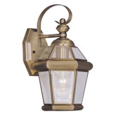 Providence 1 Light Antique Brass Incandescent Wall Lantern with Clear Flat Glass