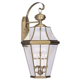 Providence 4 Light Antique Brass Incandescent Wall Lantern with Clear Beveled Glass