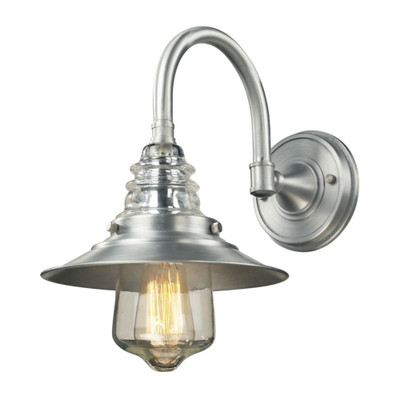 Insulator Glass  1 Light Outdoor Sconce In Brushed Aluminum
