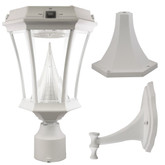 Victorian White Solar Post-Mount/Wall-Mount Bright-White LED Outdoor Light Fixture