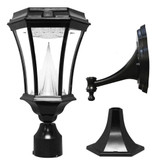 Victorian Black Solar Post-Mount/Wall-Mount Bright-White LED Outdoor Light Fixture