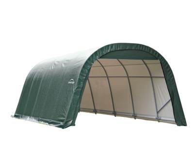 Green Cover Round Style Shelter - 12 Feet x 28 Feet x 8 Feet