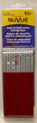 Reflective Tape Red/White DOT-C2, 2" X 36" Roll 11" red / 7" white repeating pattern