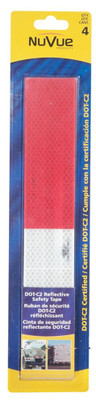 Reflective Tape Red/White DOT-C2, 2" X 12" Strips 6" red / 6" white repeating pattern, 4 / Pkg