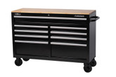 52" 9-Drawer Mobile Workbench with Solid Wood Top