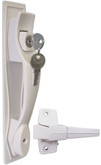 Deluxe Keyed Latch  Back Plate White