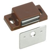 Single magnetic catch with plate - brown