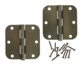 3-1/2 Inch  Antique Brass 5/8rd Door Hinge 2pk