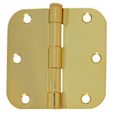3-1/2 Inch  Polished Brass 5/8rd Door Hinge 2pk