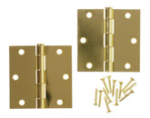3-1/2 Inch  Polished Brass Door Hinge 2pk