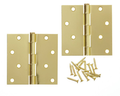 4 Inch  Polished Brass Door Hinge 2pk