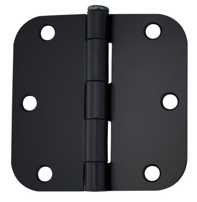 3-1/2 Inch  Iron Black 5/8rd Door Hinge 2pk