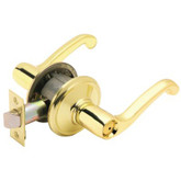 Locking Interior Bed & Bath Lever, Flair Bright Brass