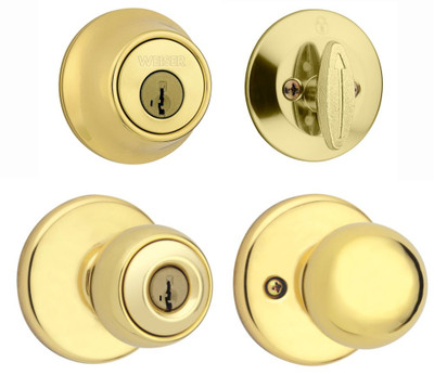 Exterior locking Yukon knob single cylinder deadbolt - bright brass
