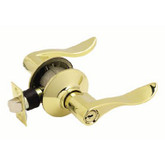 Front Entry - Keyed Locking Lever, Accent Bright Brass, SecureKey