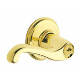 Front Entry - Keyed Locking Lever, Flair Bright Brass, SecureKey