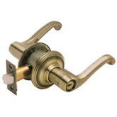 Front Entry - Keyed Locking Lever, Flair Antique Brass, SecureKey