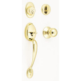Bright Brass Door Handleset Plymouth / Orbit Knob