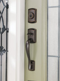 Avalon handle set with brooklane interior lever - rustic bronze finish