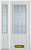 48 In. x 82 In. 3/4 Lite 2-Panel Pre-Finished White Steel Entry Door with Sidelites and Brickmould