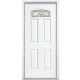36 In. x 80 In. x 4 9/16 In. Providence Brass Camber Fan Lite Left Hand Entry Door with Brickmould