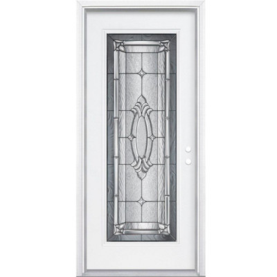 32 In. x 80 In. x 6 9/16 In. Providence Antique Black Full Lite Left Hand Entry Door with Brickmould