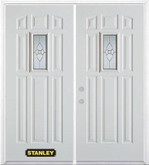 70 In. x 82 In. 9 In. x 19 In. Rectangular Lite 8-Panel Pre-Finished White Double Steel Entry Door with Astragal and Brickmould