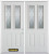 74 In. x 82 In. 2-Lite 2-Panel Pre-Finished White Double Steel Entry Door with Astragal and Brickmould