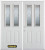 74 In. x 82 In. 2-Lite 2-Panel Pre-Finished White Double Steel Entry Door with Astragal and Brickmould