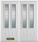 70 In. x 82 In. 2-Lite 2-Panel Pre-Finished White Double Steel Entry Door with Astragal and Brickmould