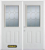 66 In. x 82 In. 1/2 Lite 2-Panel Pre-Finished White Double Steel Entry Door with Astragal and Brickmould