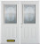 66 In. x 82 In. 1/2 Lite 2-Panel Pre-Finished White Double Steel Entry Door with Astragal and Brickmould