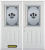 66 In. x 82 In. 1/2 Lite 2-Panel Pre-Finished White Double Steel Entry Door with Astragal and Brickmould
